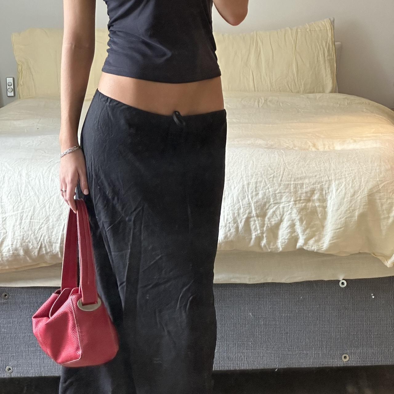 Black maxi drawstring skirt Size M Drawstring holes... - Depop