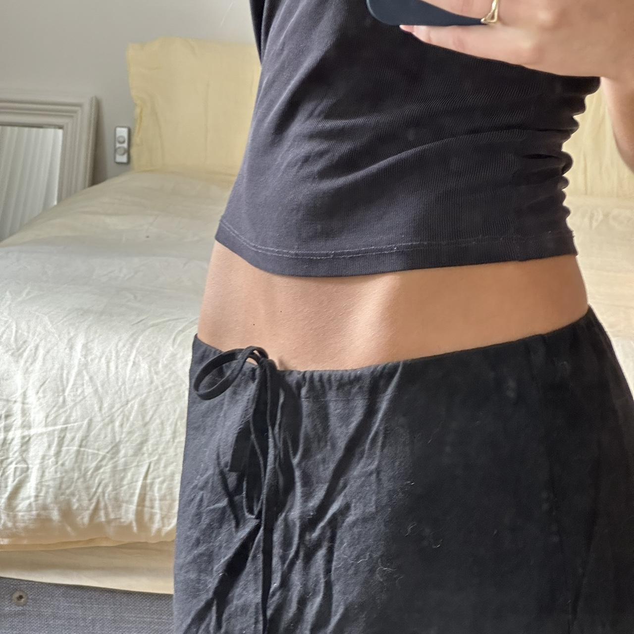 Black maxi drawstring skirt Size M Drawstring holes... - Depop