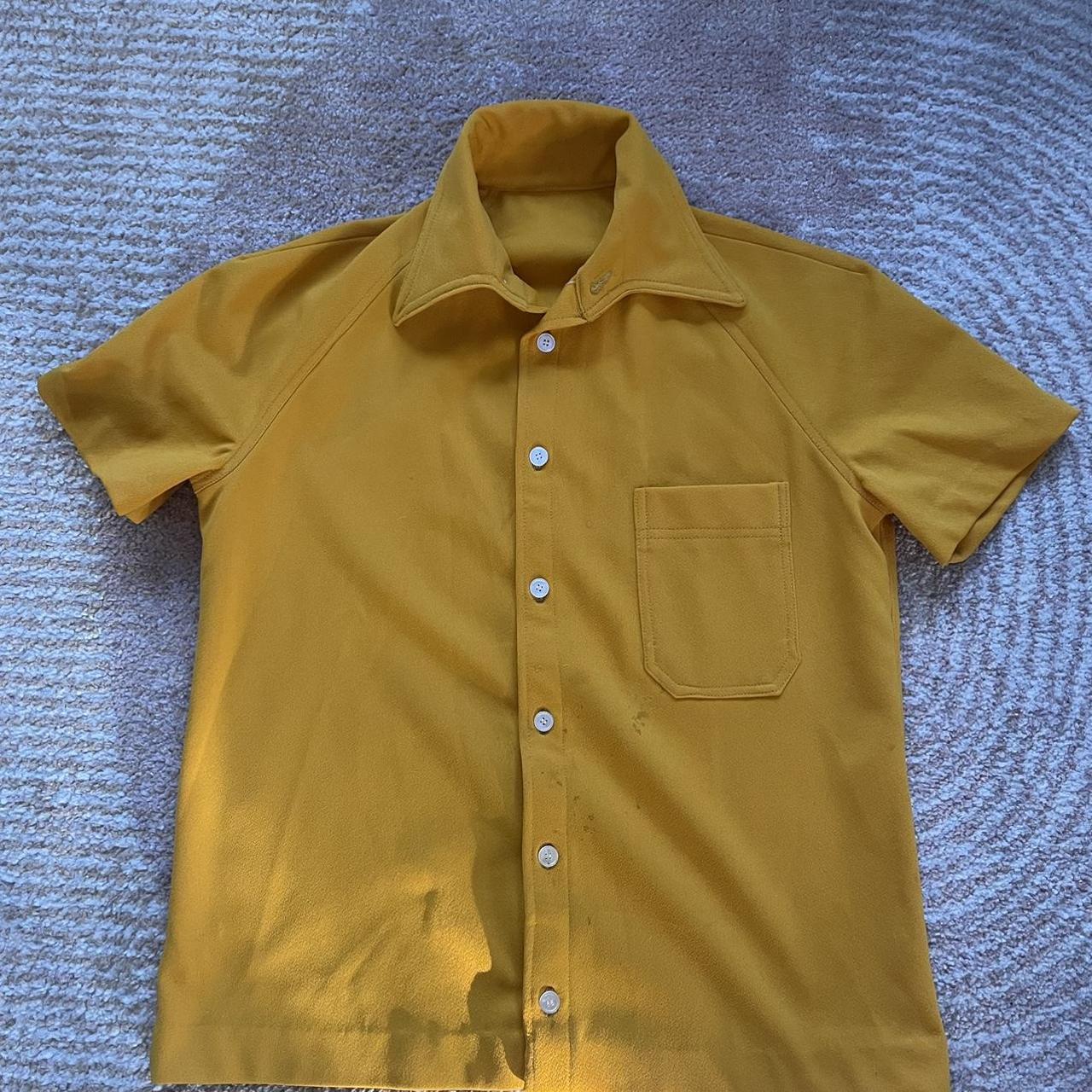 Mens vintage mustard yellow button up. Brand... - Depop