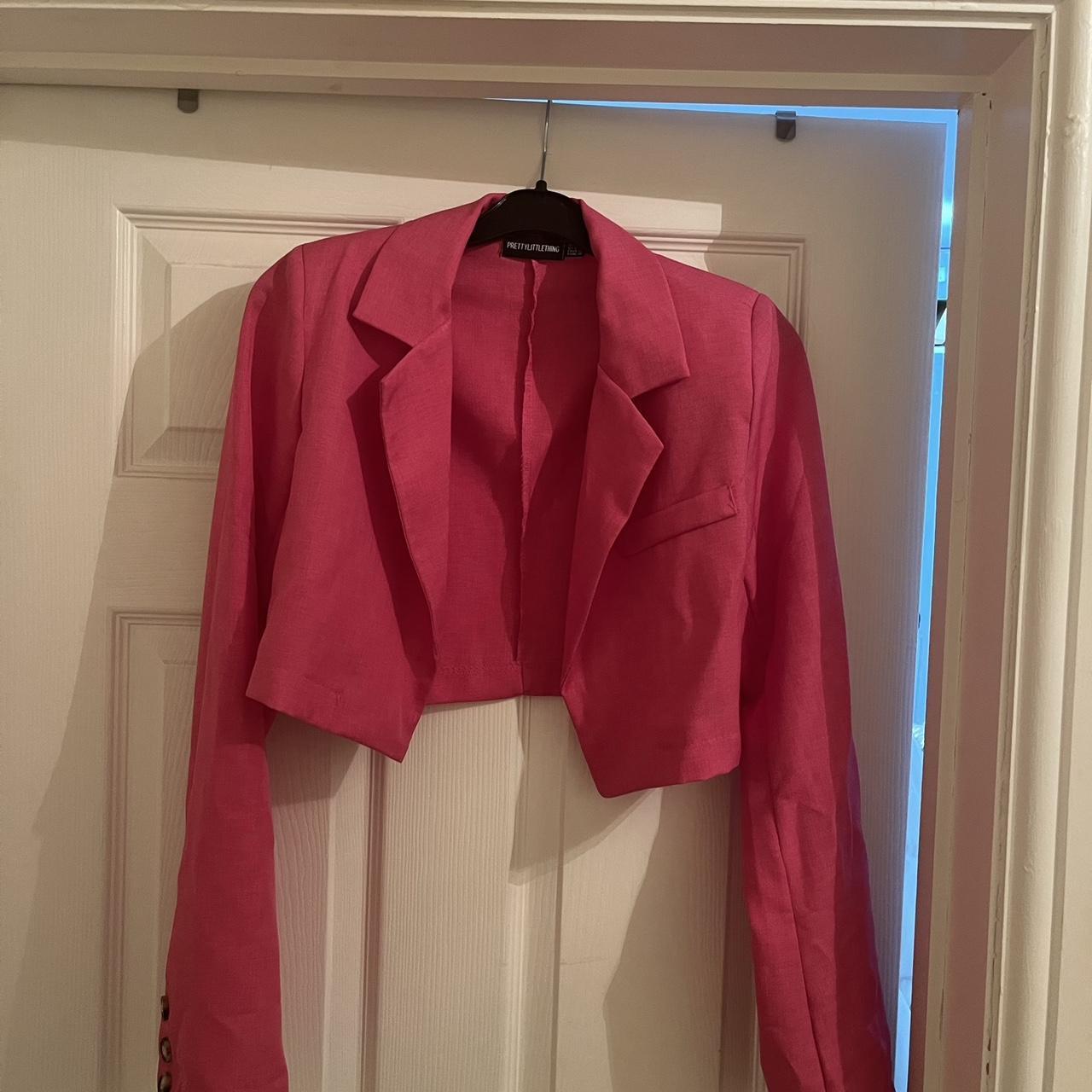 pretty-little-thing-pink-cropped-blazer-jacket-size-depop