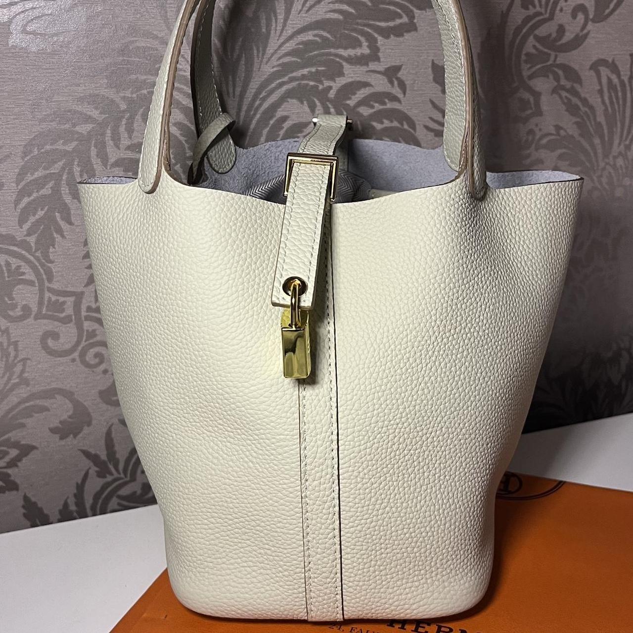 Leather nude beige bag Not a Hermes expert and... - Depop