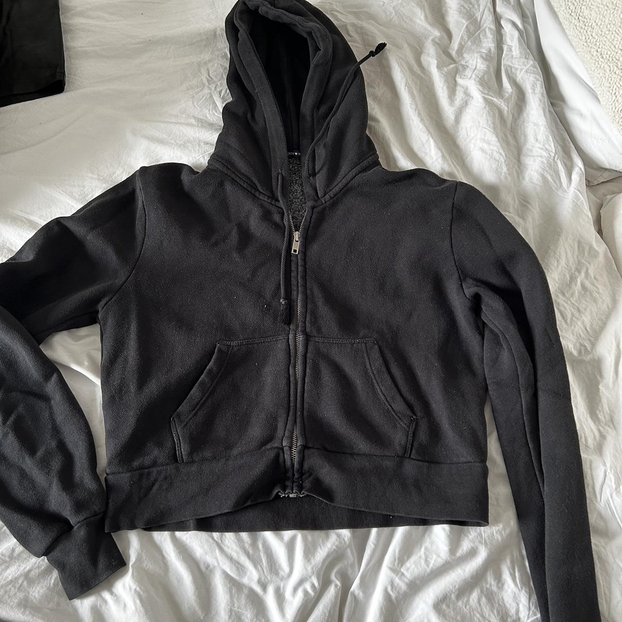 Brandy Melville Cropped black zip up hoodie Perfect... Depop