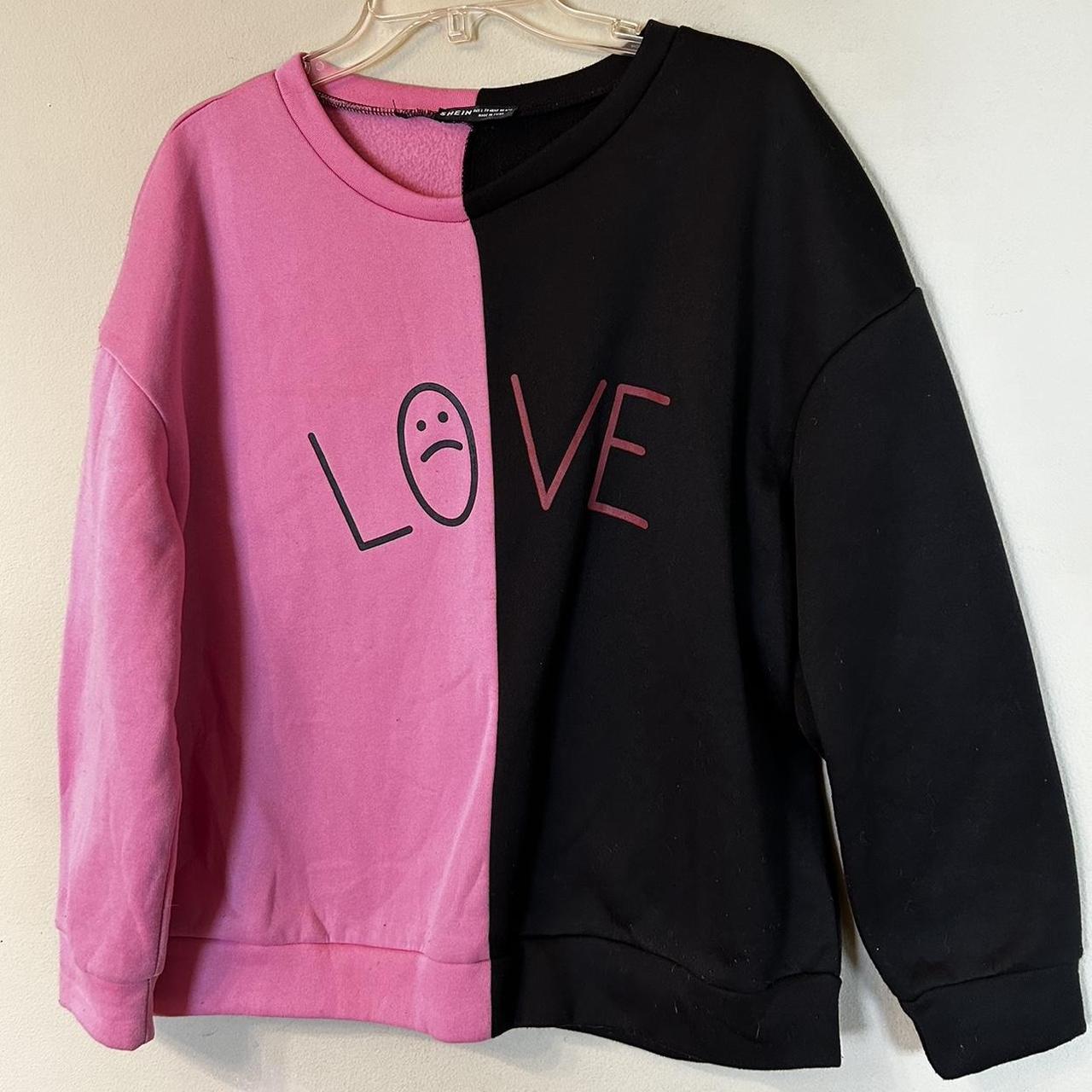 Lil Peep pink and black Love crew neck sweatshirt Depop