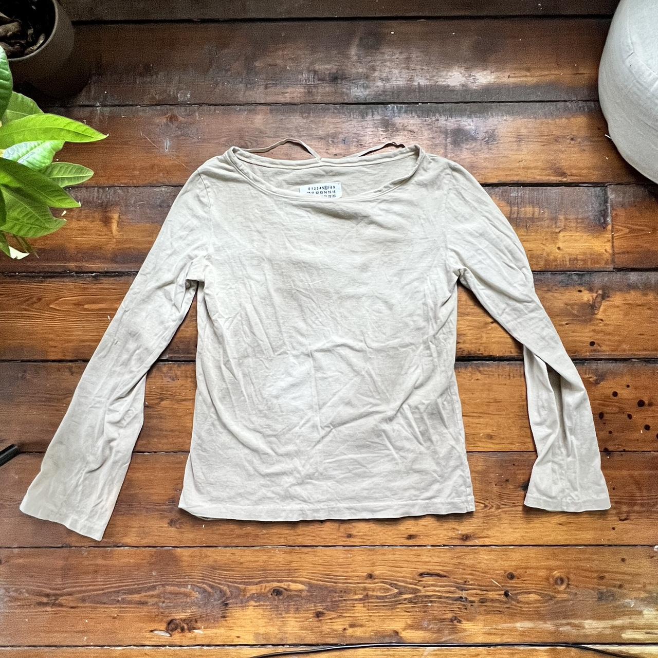 Maison Margiela Women's Tan and Cream Shirt | Depop