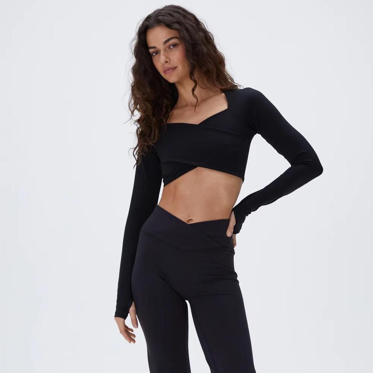 【ADANOLA】Ultimate Wrap Front Long Sleeve Top ADANOLA Ultimate Wrap-front Stretch-recycled Polyester Top