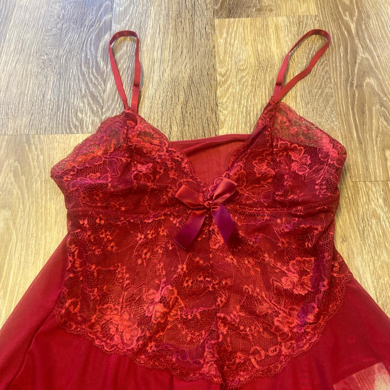 Red sheer nightie from shein in size medium - brand... - Depop