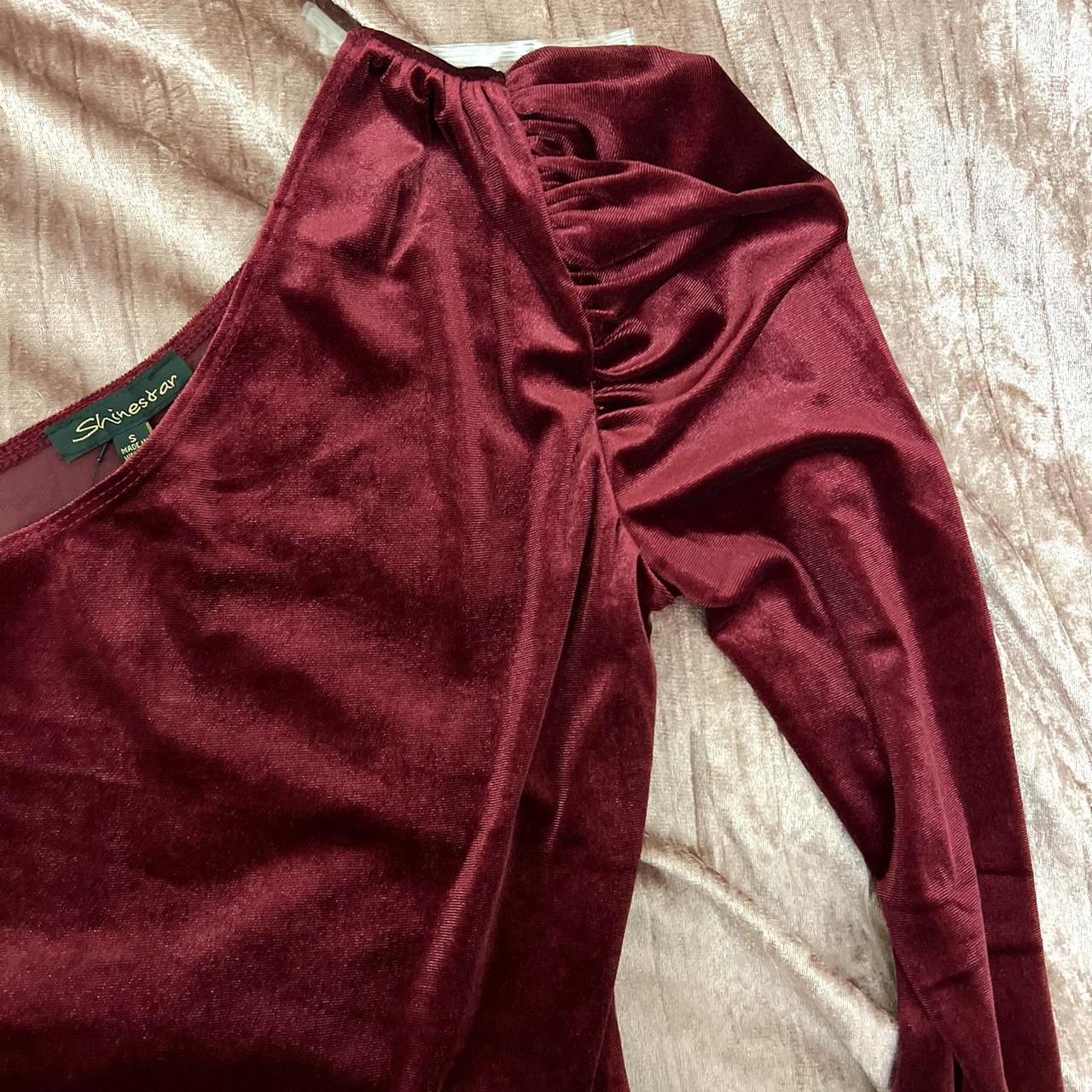 Fashion Nova Red Velvet One Shoulder Bodysuit ️ The - Depop