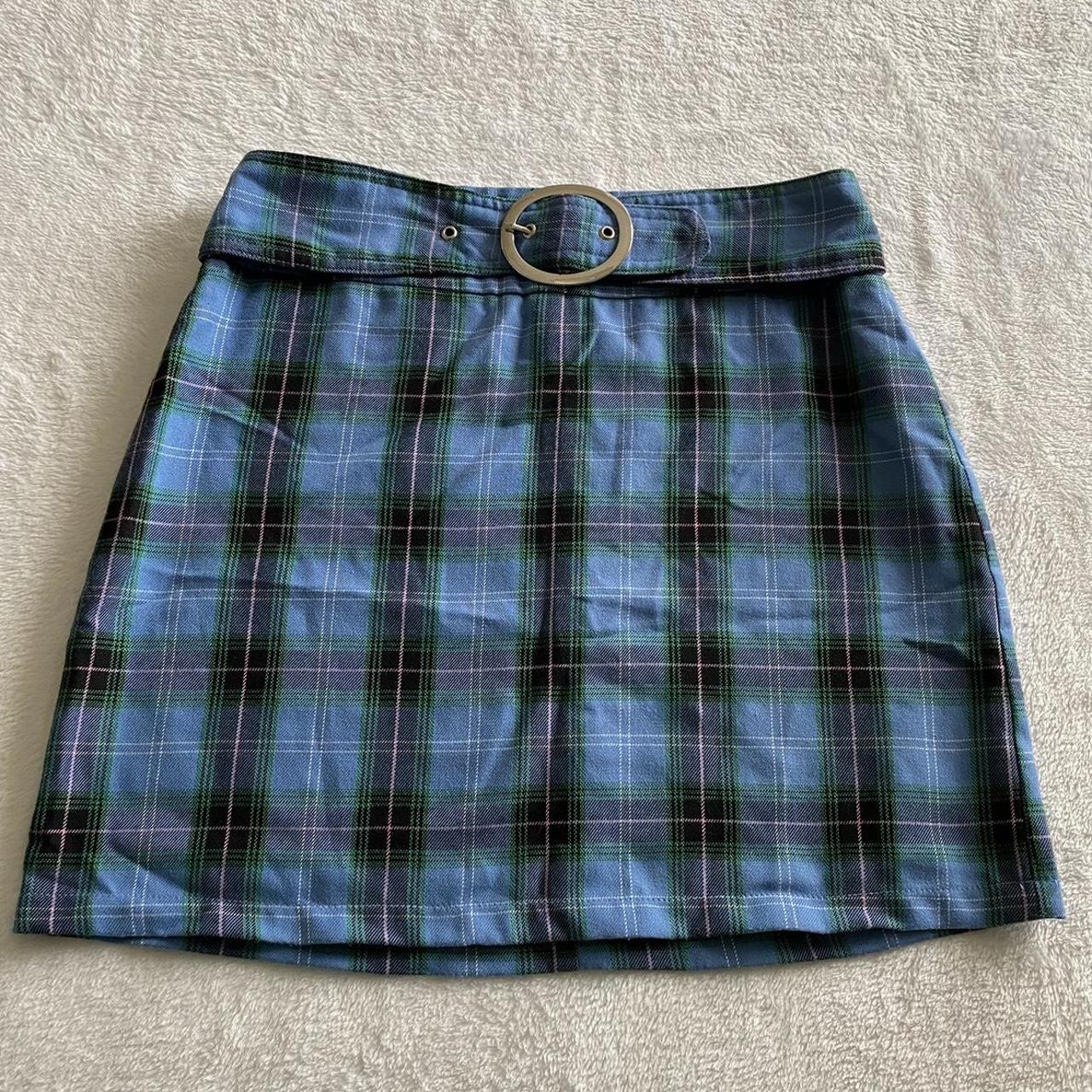 Topshop blue shop plaid skirt