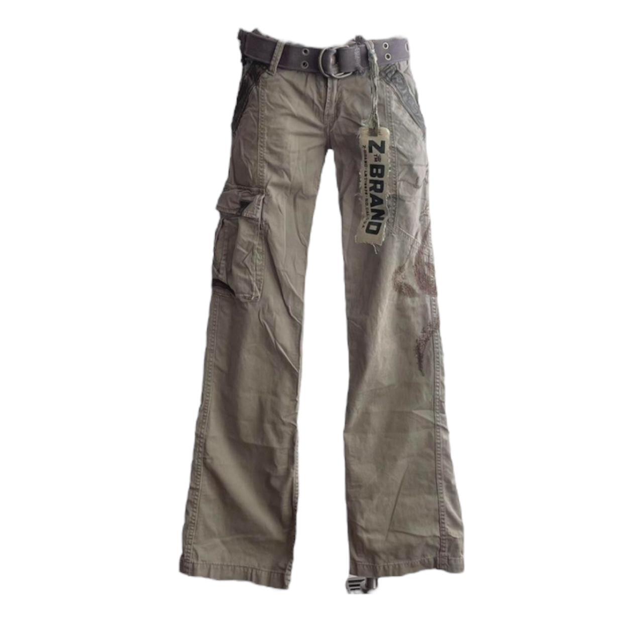 Army Green Cargo Pants Y2k low rise army green wide... Depop