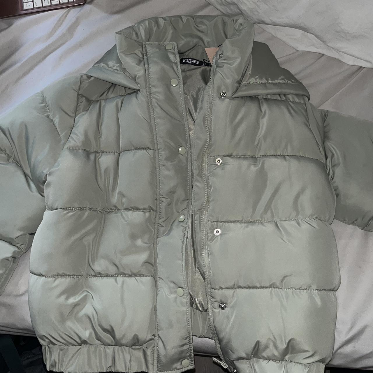 MISSGUIDED MINT GREEN PUFFER JACKET NEVER WORN ,... Depop