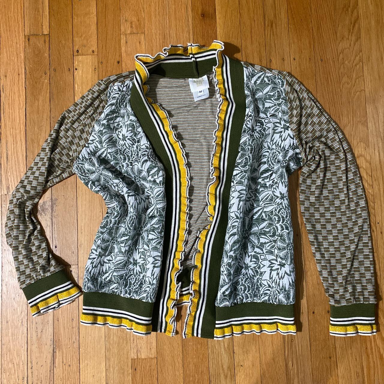 Anna Sui Jungle Gardenia Jacquard Cardigan Size:... - Depop