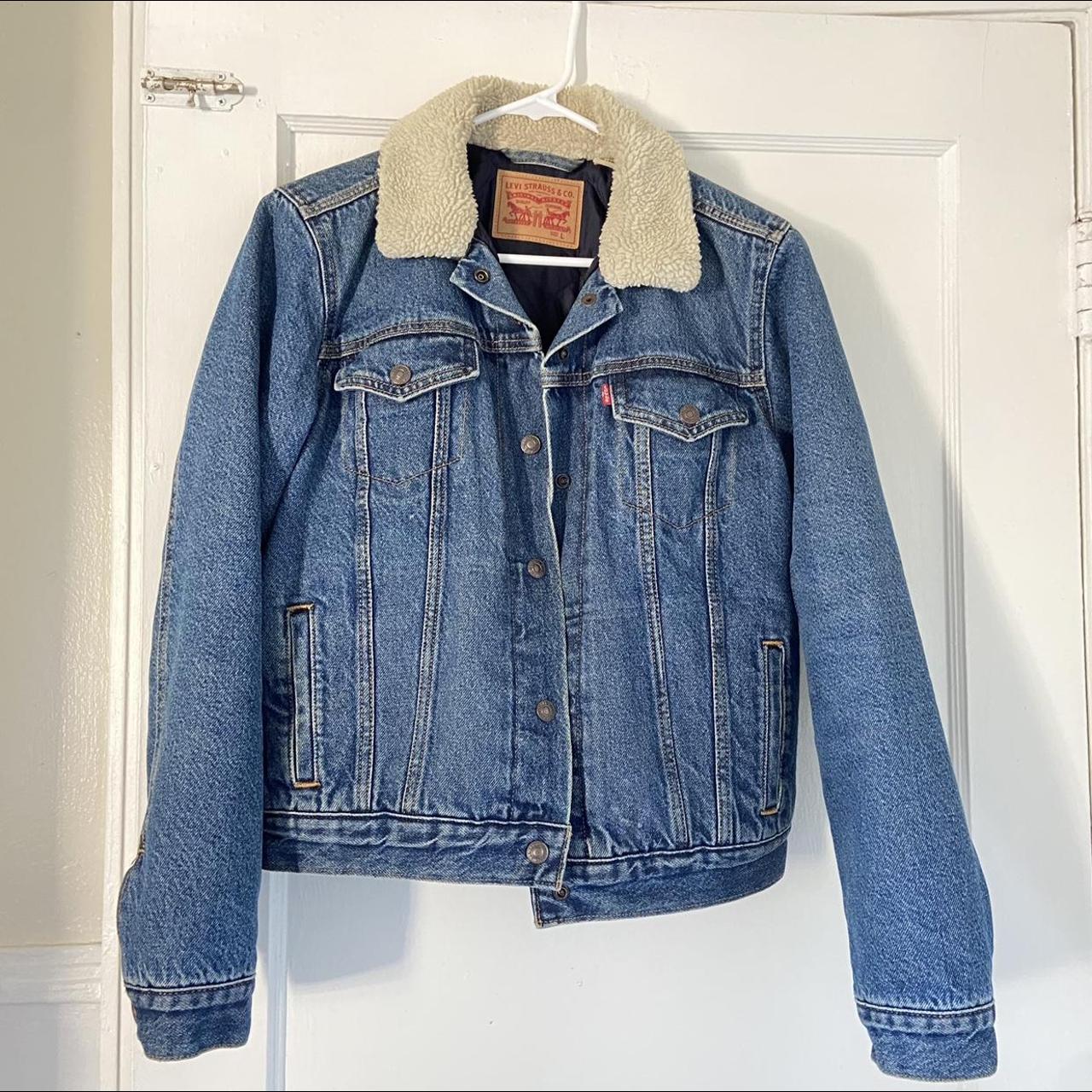 Women's Levi's Sherpa Denim Trucker Jacket In... - Depop