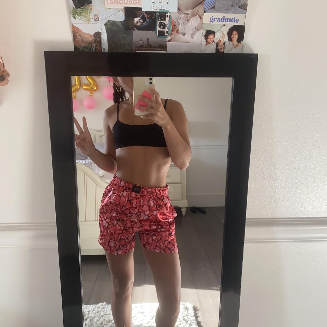 American Eagle red heart satin boxer shorts😍 Depop