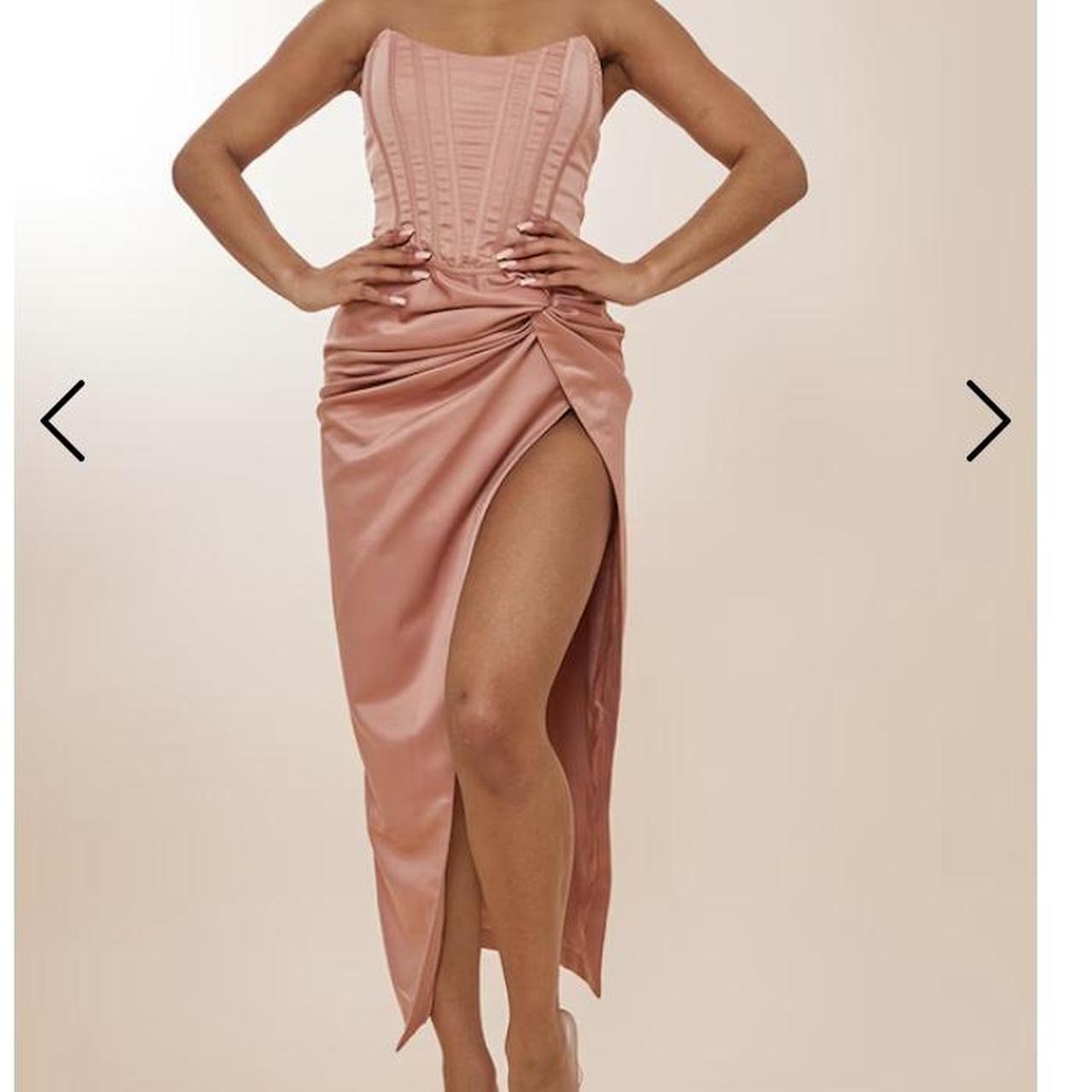 Satin Dress Pink Dress Plt Baby Pink Bandeau Satin Tiered Skater