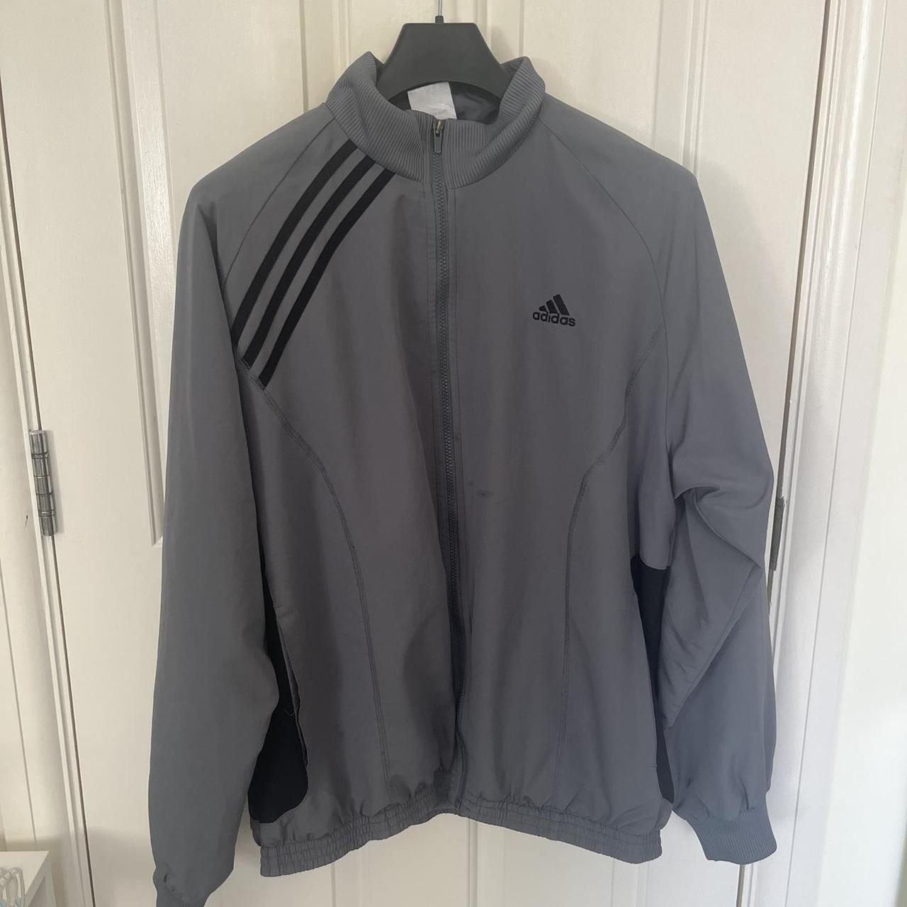 adidas grey windbreaker jacket vintage good... - Depop