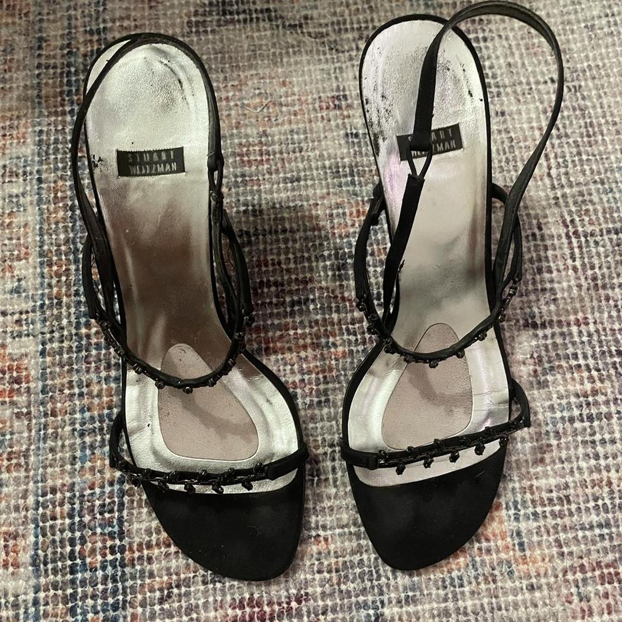 stuart weitzman black strappy heels