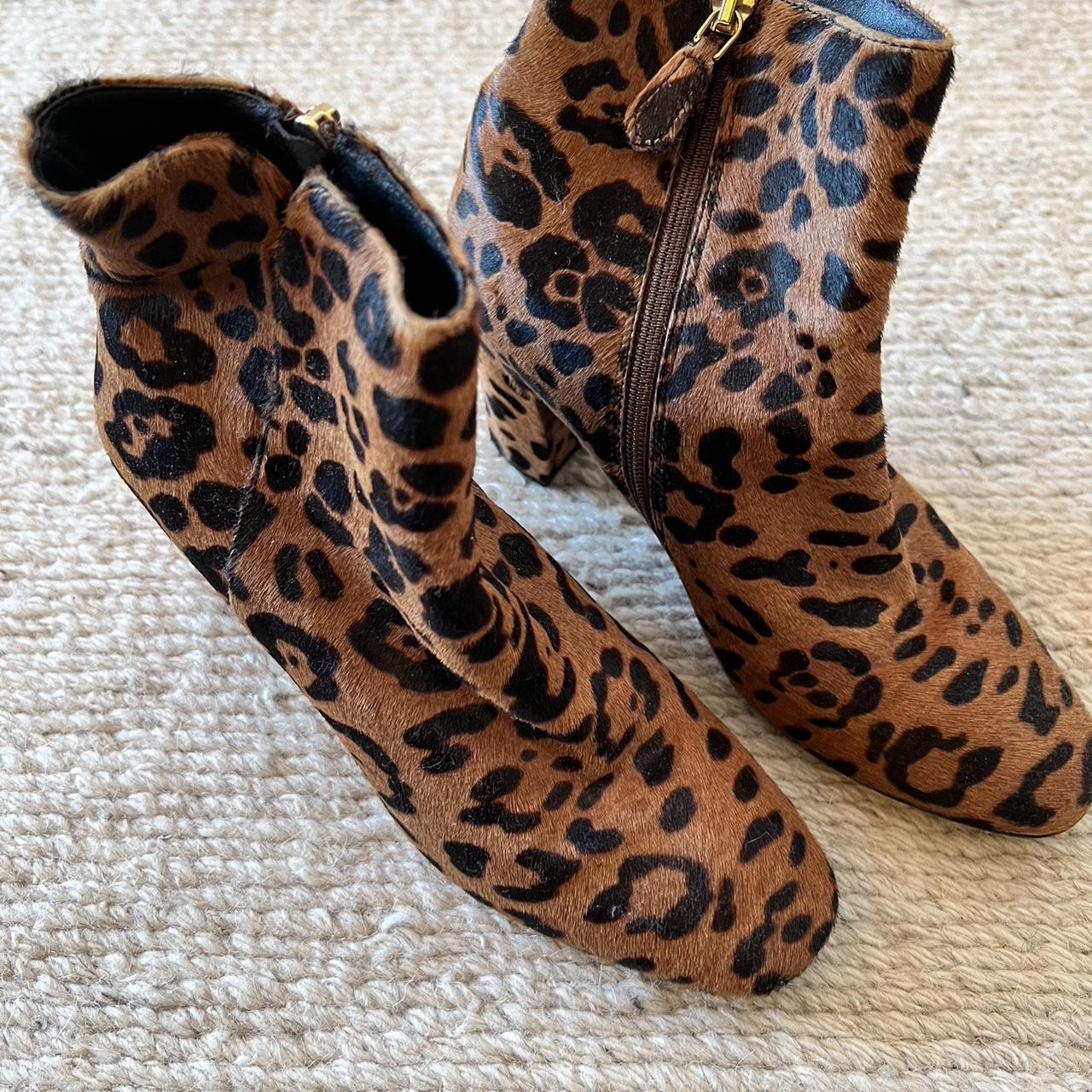 Leopard print ankle boots in calf hair with a 3.5. Depop