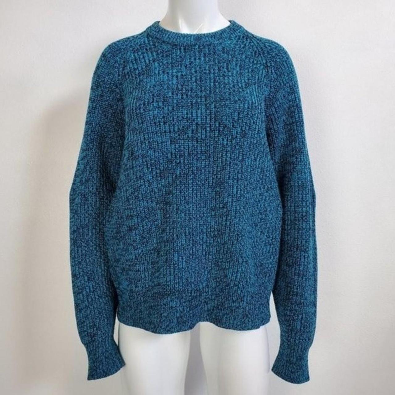 Vintage 90's turquoise blue and black crew-neck...