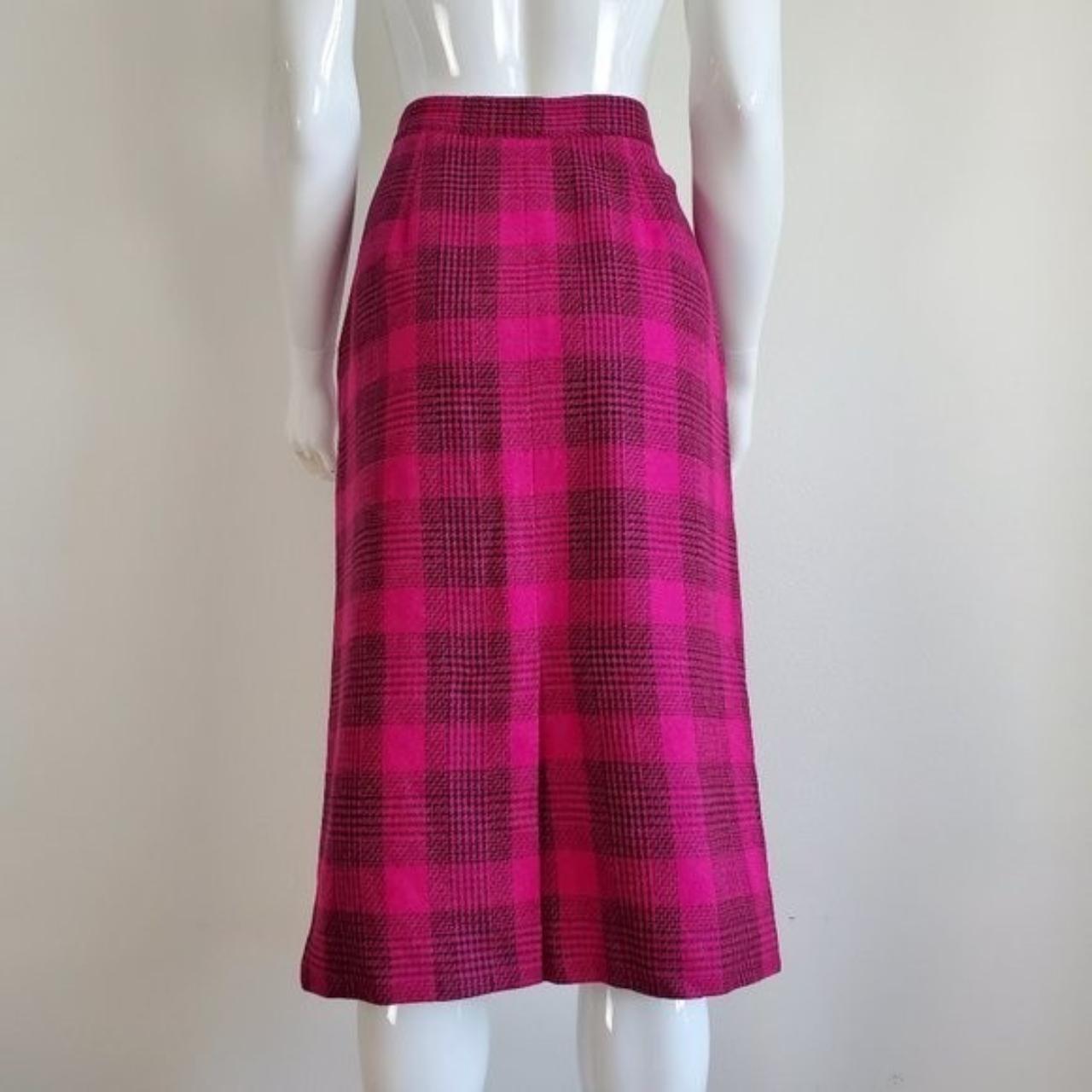 Vintage outlets 80's Peabody House Pink Plaid Midi Pencil Skirt