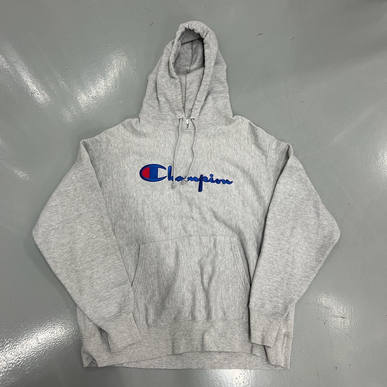 Champion reverse weave spell out hoodie Size XL US... - Depop