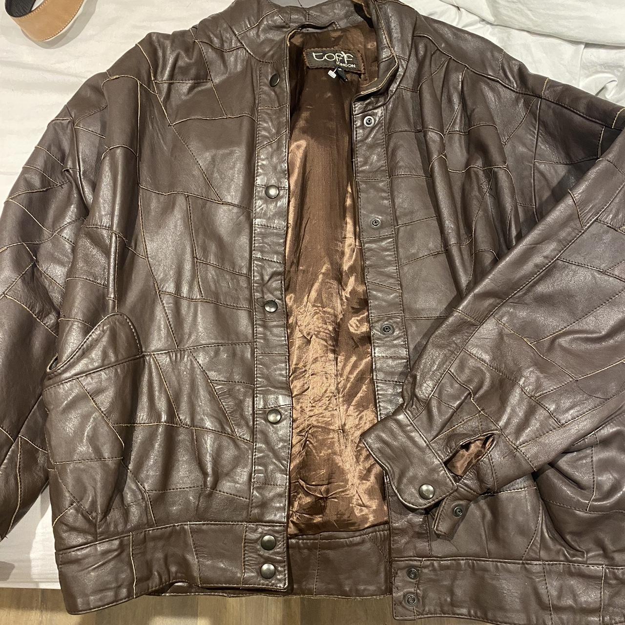 toff london leather jacket size 14 too big for me... - Depop
