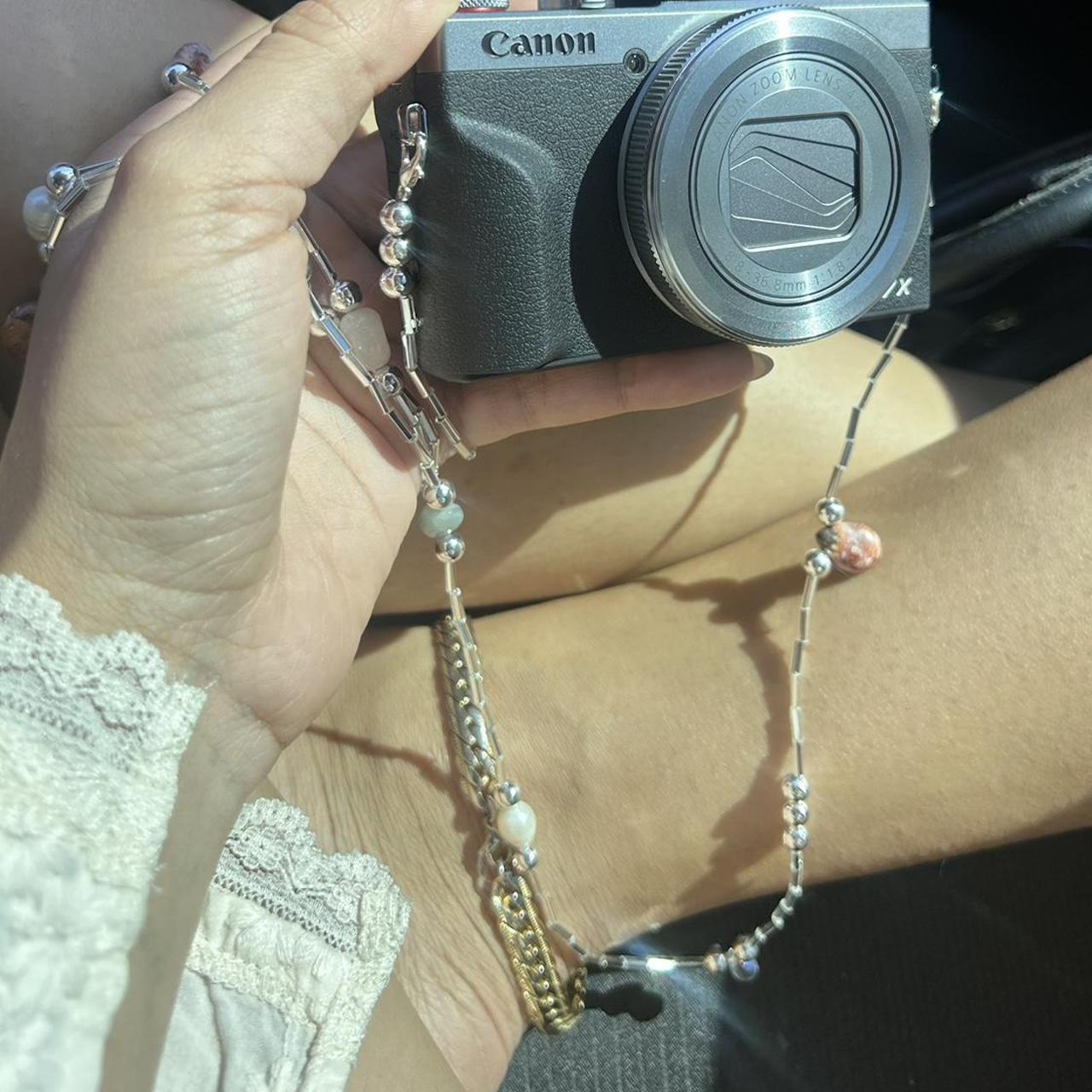 selling handmade beaded camera strap🤍🫧🫶🏽Long enough... Depop