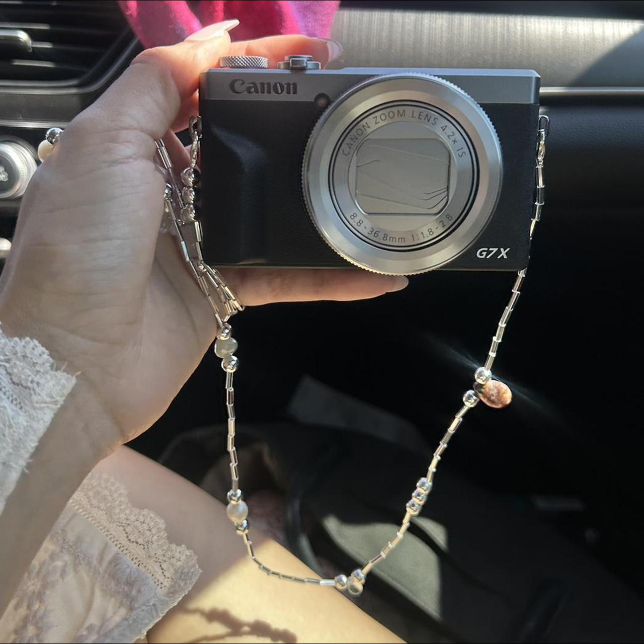 selling handmade beaded camera strap🤍🫧🫶🏽Long enough... Depop
