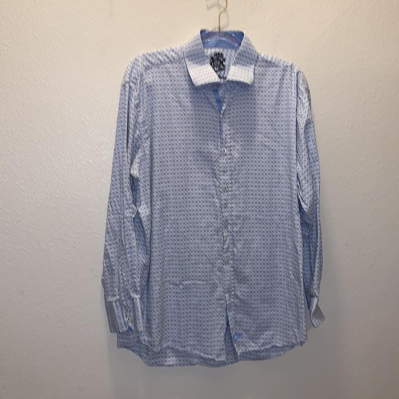 English Laundry Men's Blue and White Shirt | Depop