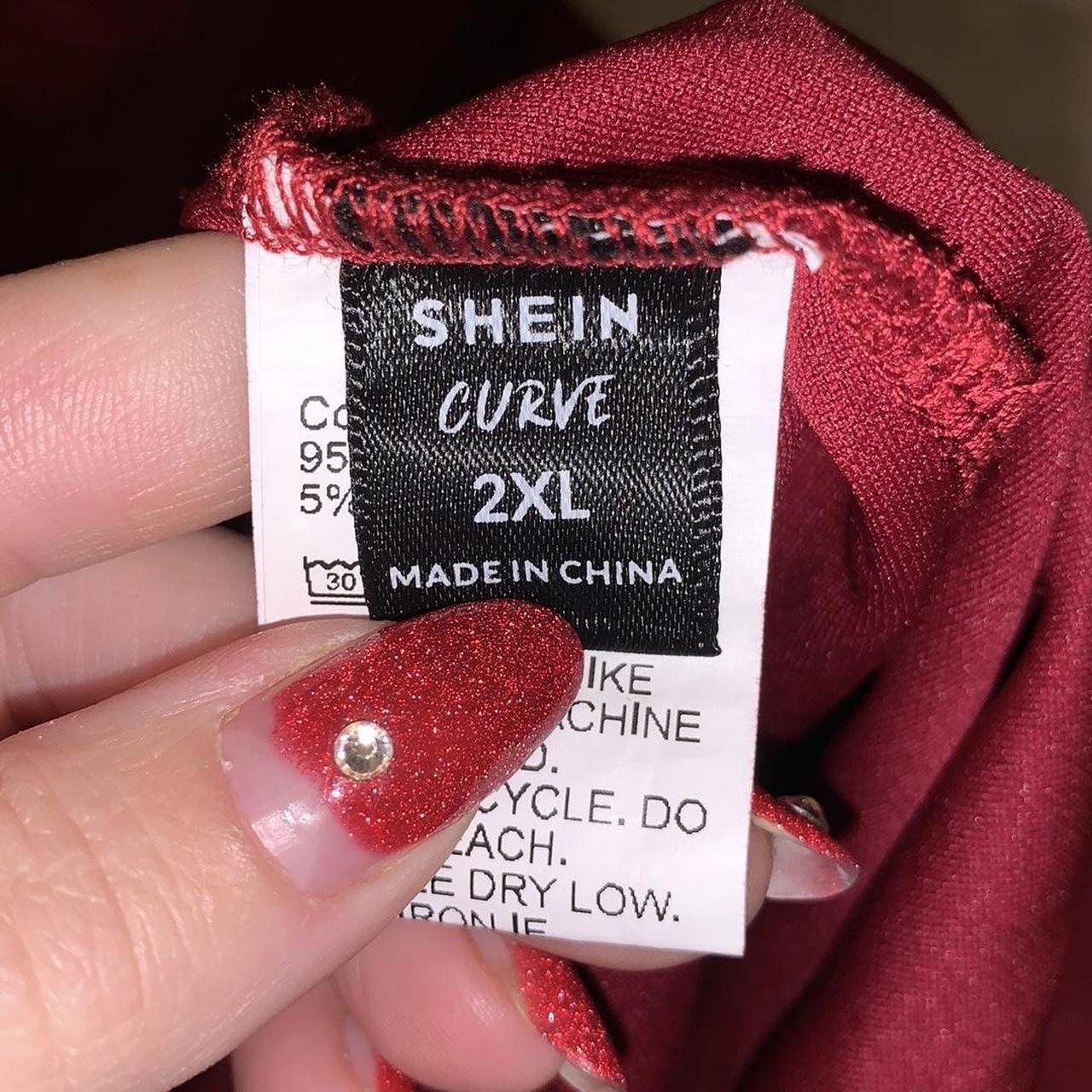 Shein curve red 2X long sleeve v-neck maxi dress - Depop