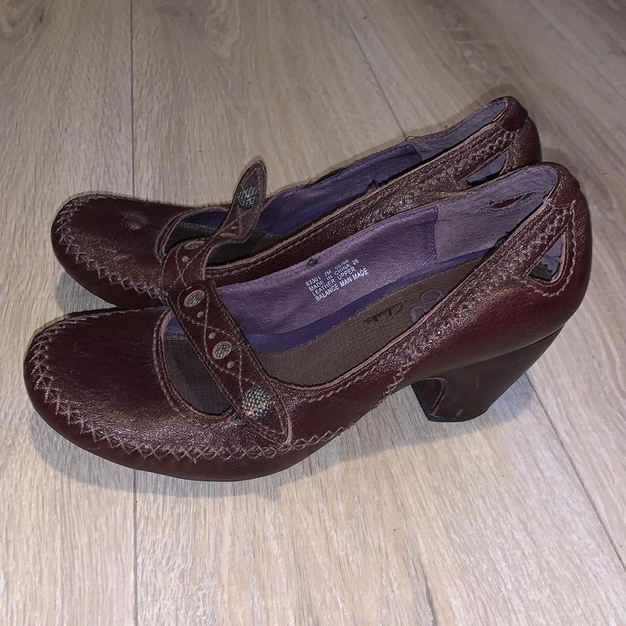 Indigo Clarks Brown Leather Block Heels Size 7 Heel. Depop