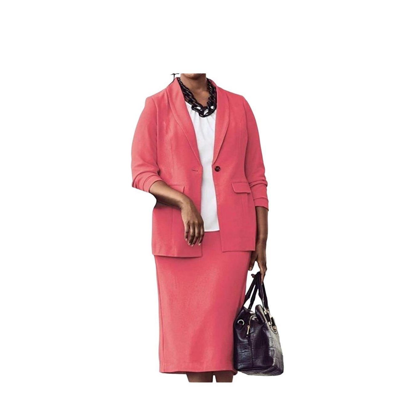 Plus size store pink skirt suit