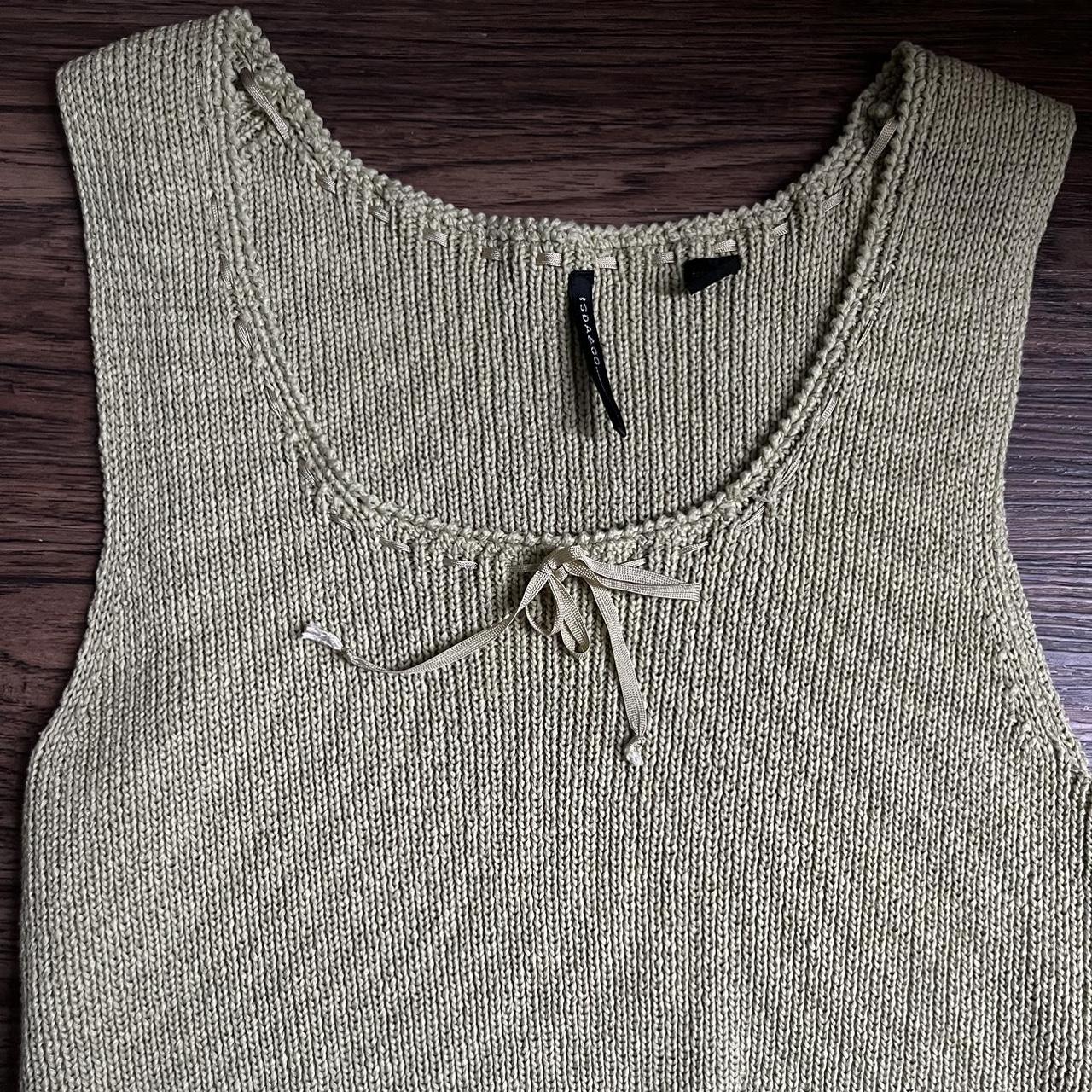 dainty green knit top w small ribbon size medium,... - Depop