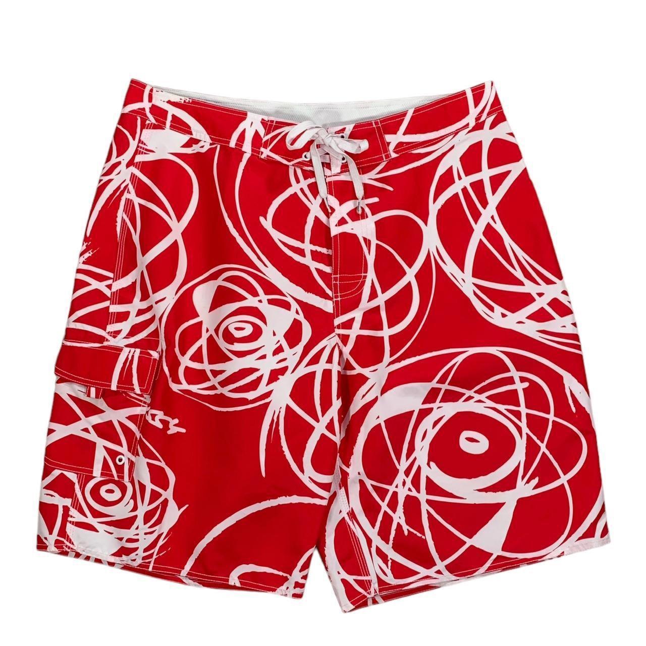 Vintage Stussy x Futura Red & White All Over Print cheapest Board Shorts Size 38