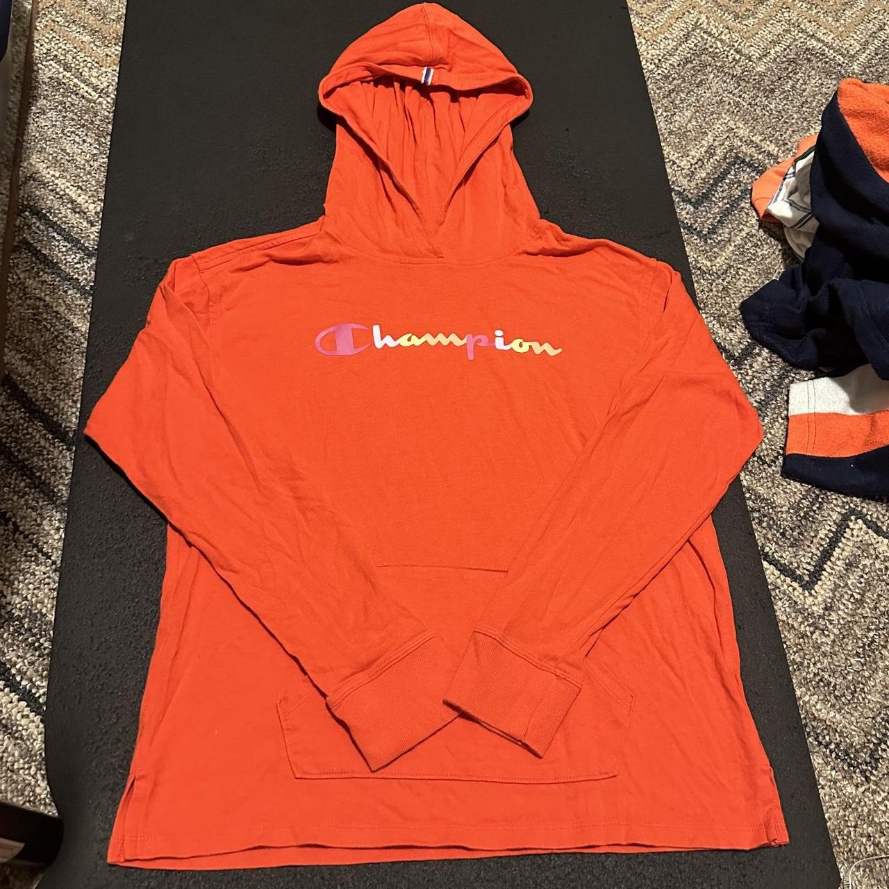 Champion Hoodie Sweatshirt Women s small dark orange