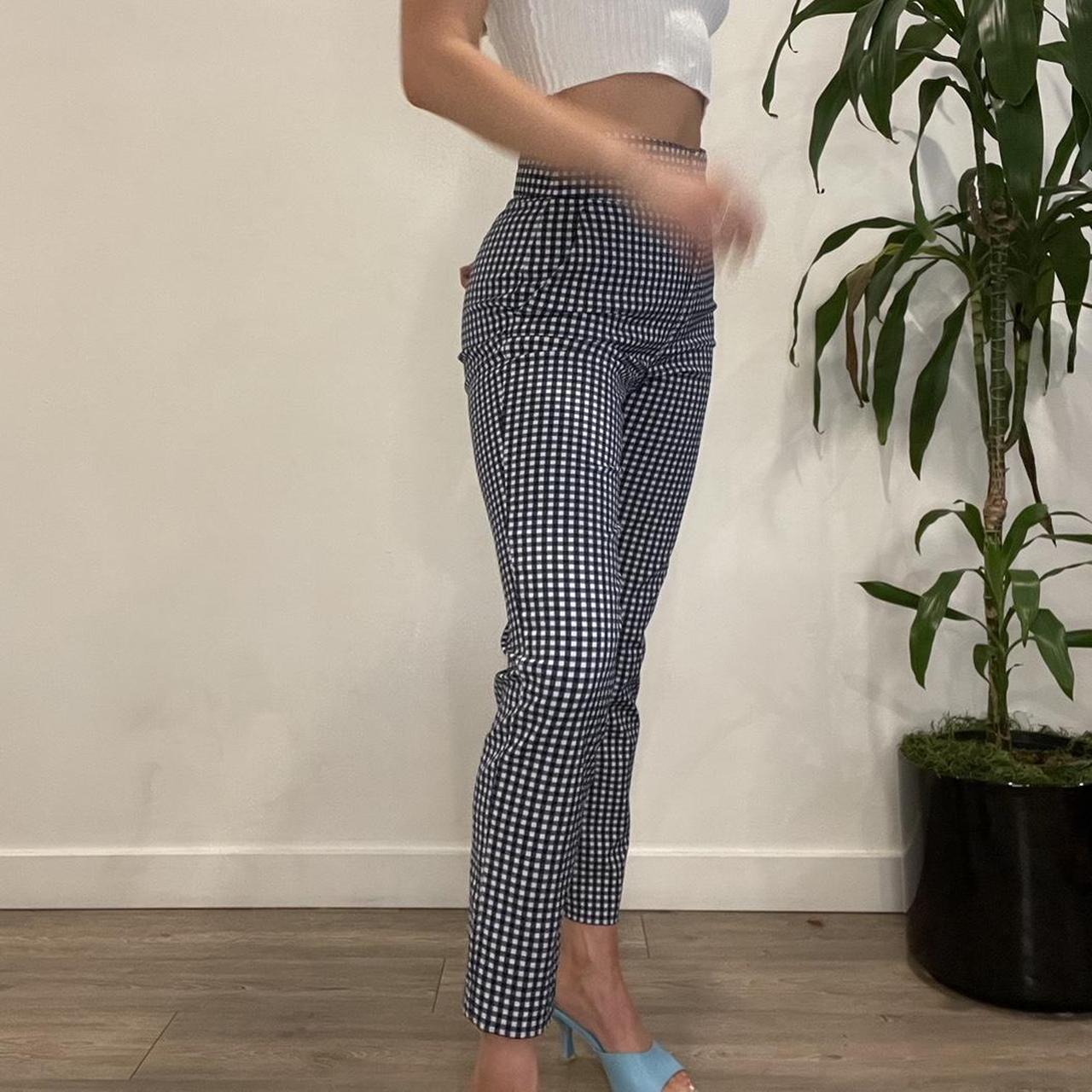 White Gingham Pants Zara Zara Blue White Gingham Pants High Depop