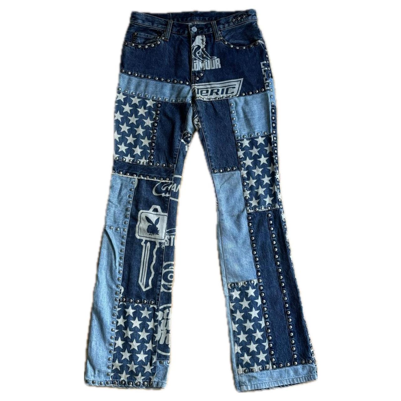 Hysteric Glamour patchwork blue star kinky jeans | Depop Hysteric Glamour patchwork blue star kinky jeans | Depop