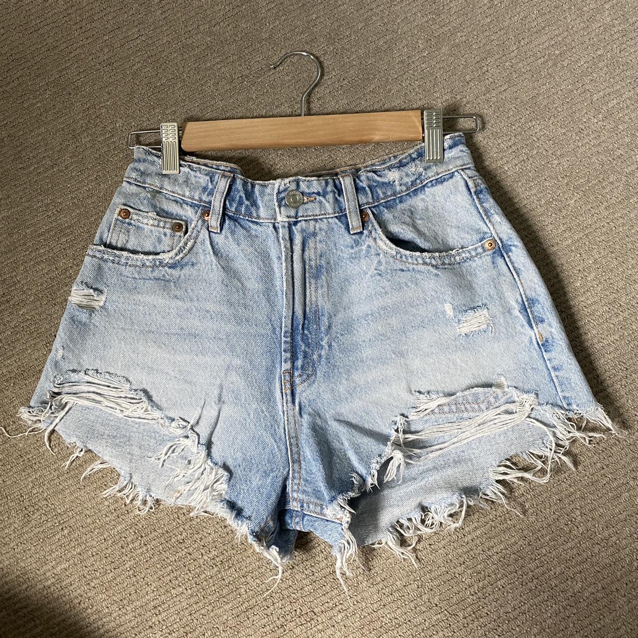 Denim shorts, perfect for summer ! Barely worn, size 36 - Depop