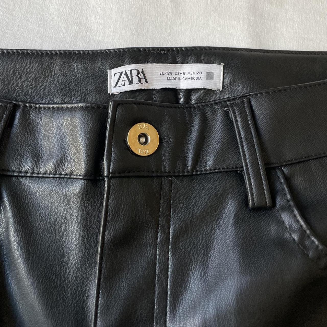 Zara mid rise faux leather trousers Zara leather - Depop