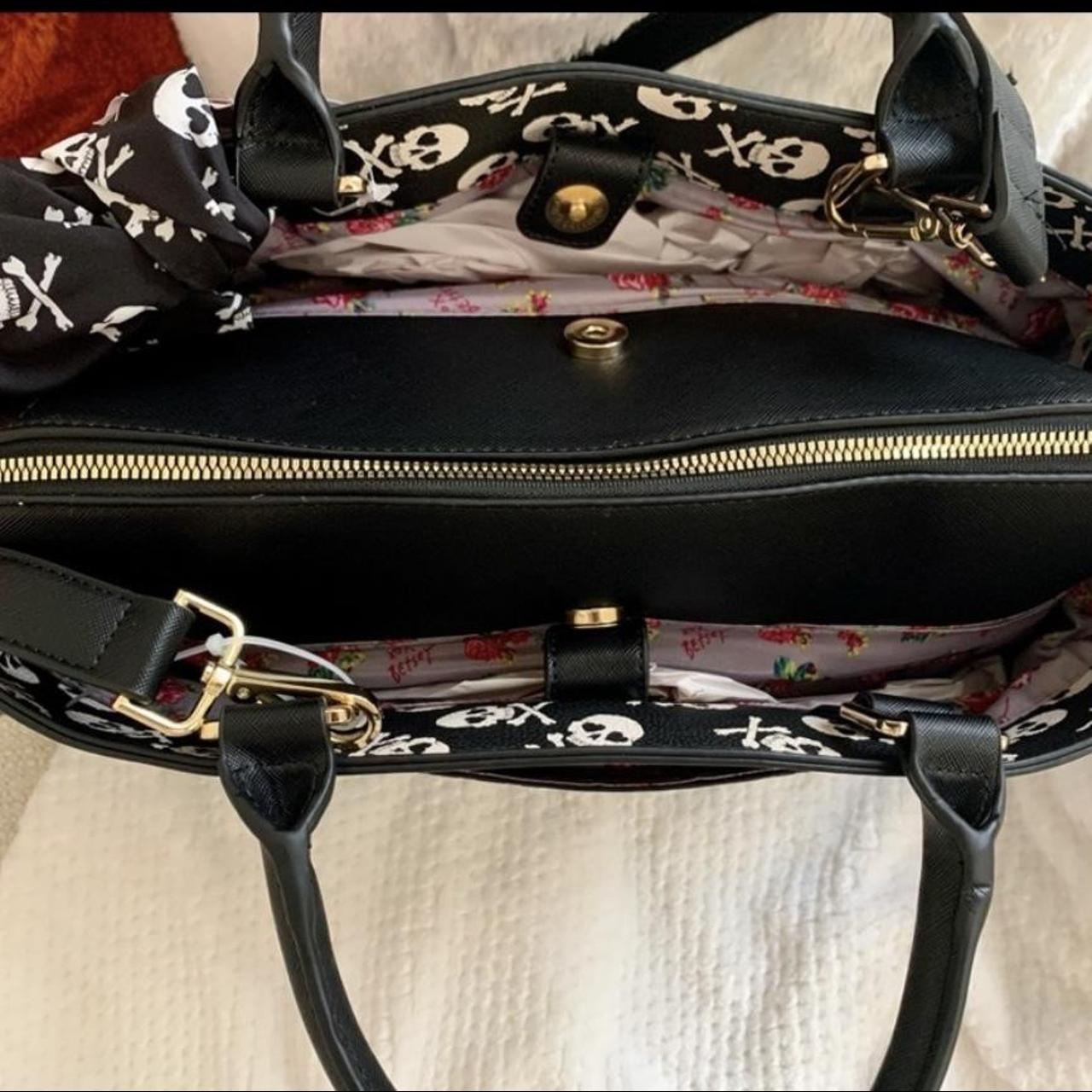 Betsey Johnson Embossed Skull Satchel | Depop