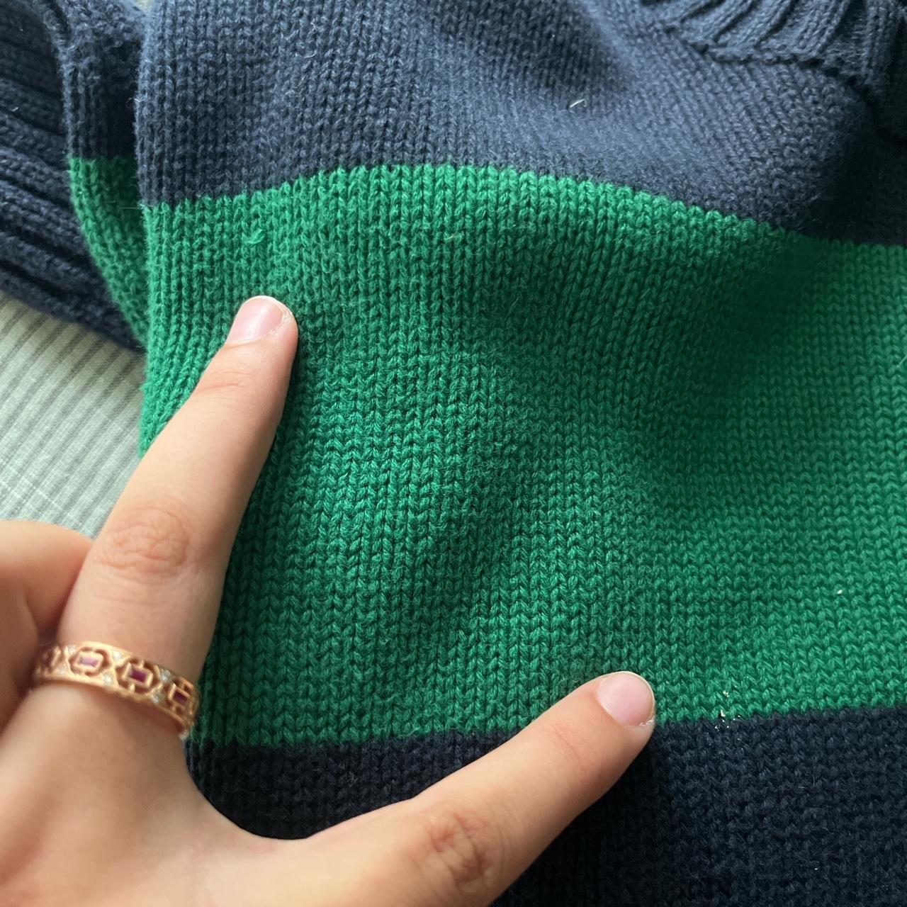 GAP navy and green striped sweater So cute just - Depop