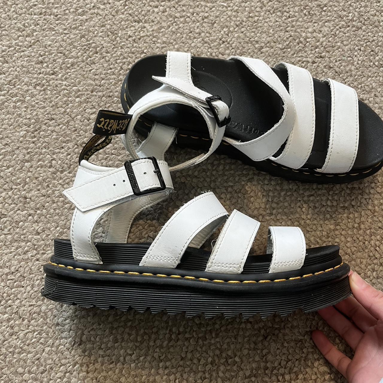 Doc marten white blaire sandals, size 8, definitely... - Depop