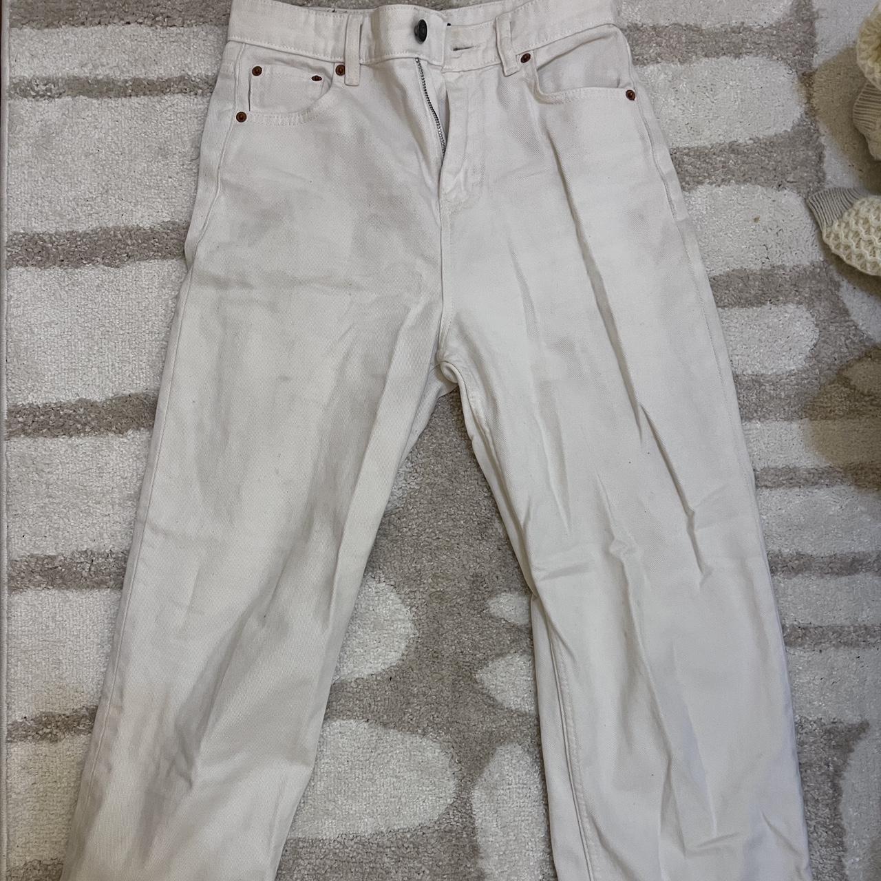 motel rocks white wide leg jeans - Depop