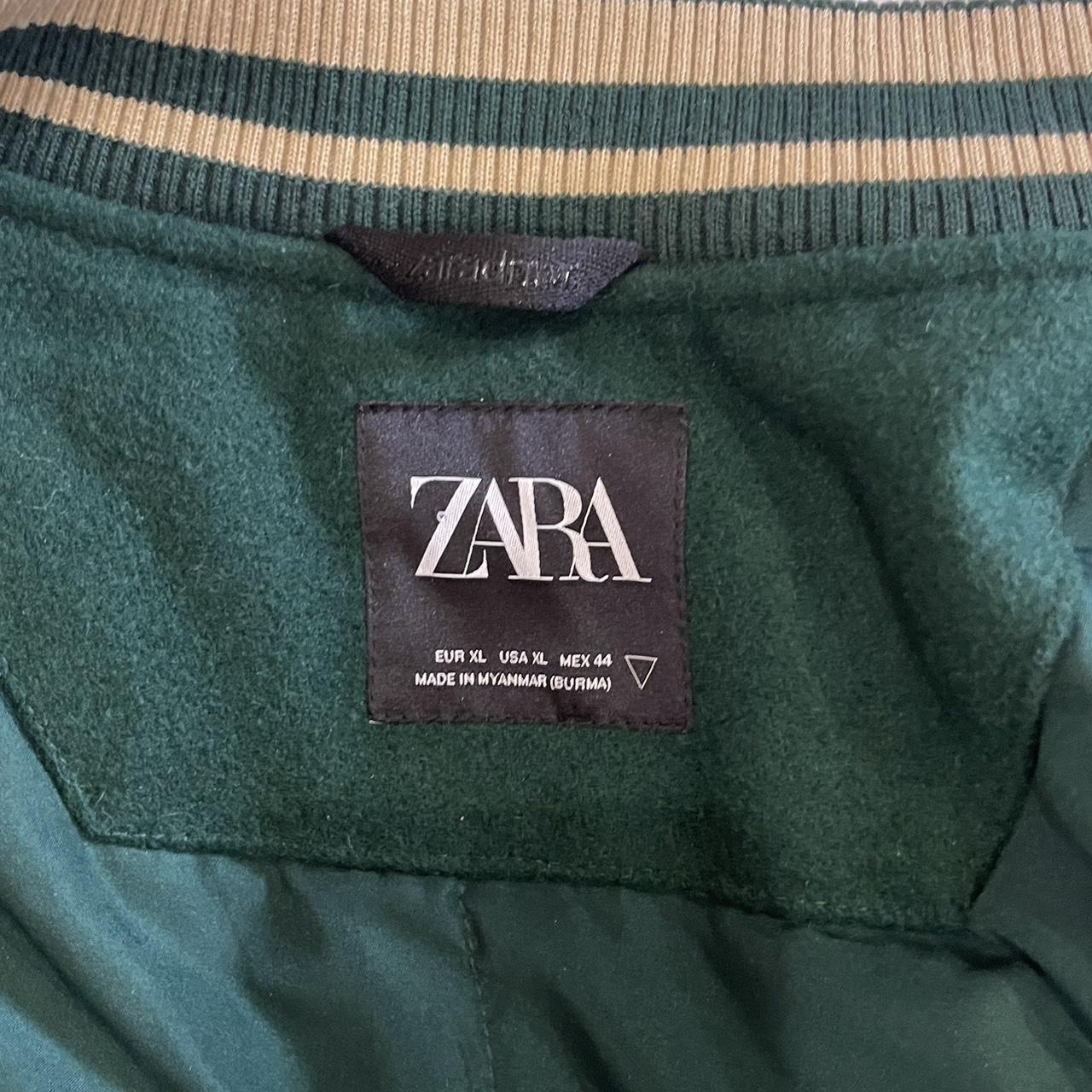 Zara Men's Green and Cream Jacket Depop