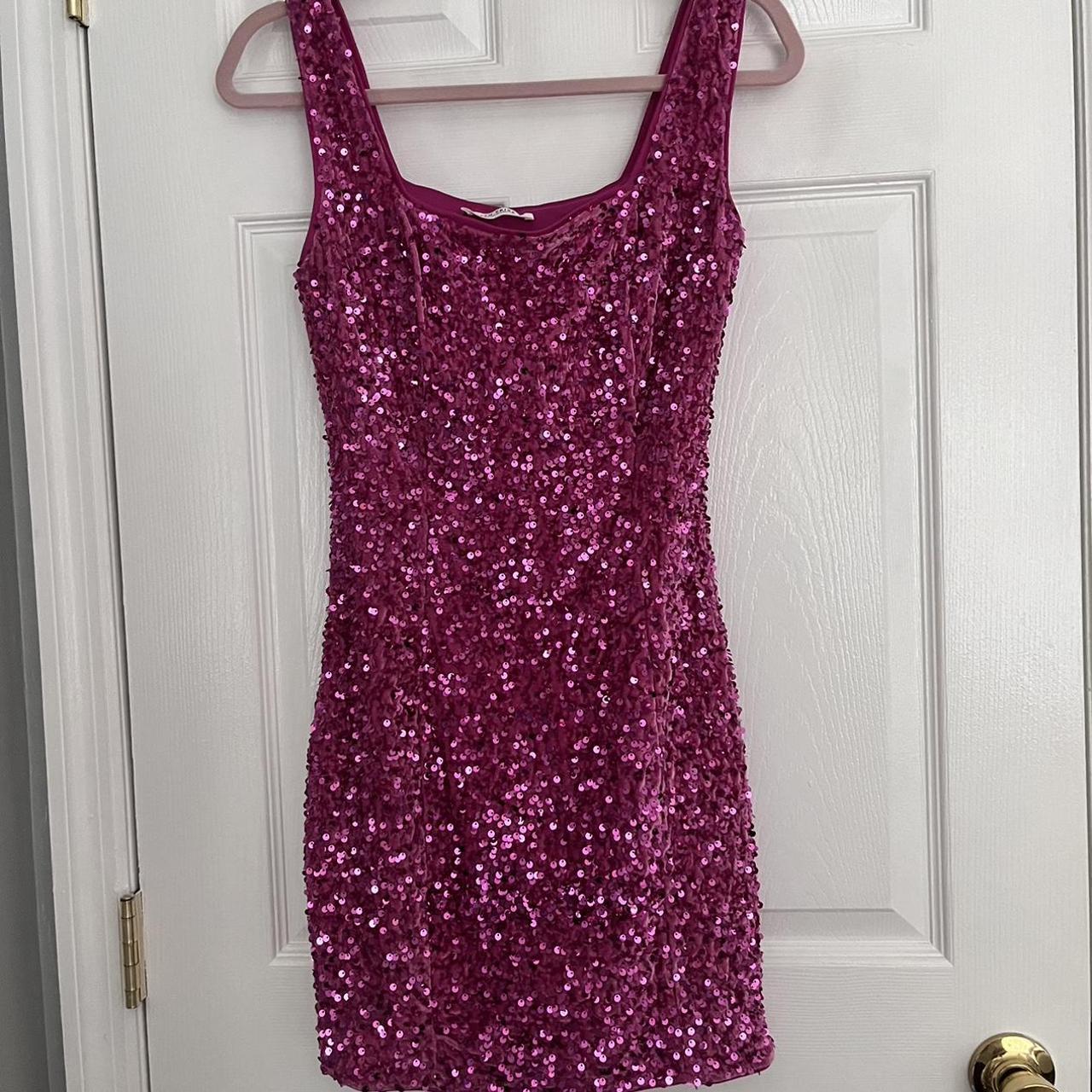 12th Tribe Barbie Fuchsia Sequin Mini Dress size... - Depop