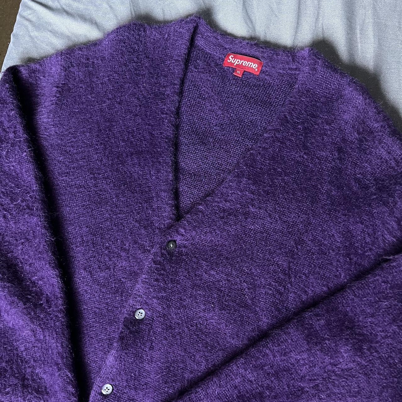 Supreme brushed mohair cardigan (purple) worn only... - Depop