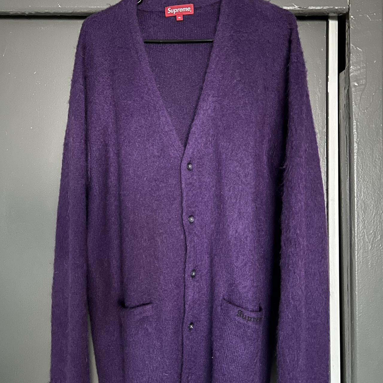 Supreme brushed mohair cardigan (purple) worn only... - Depop