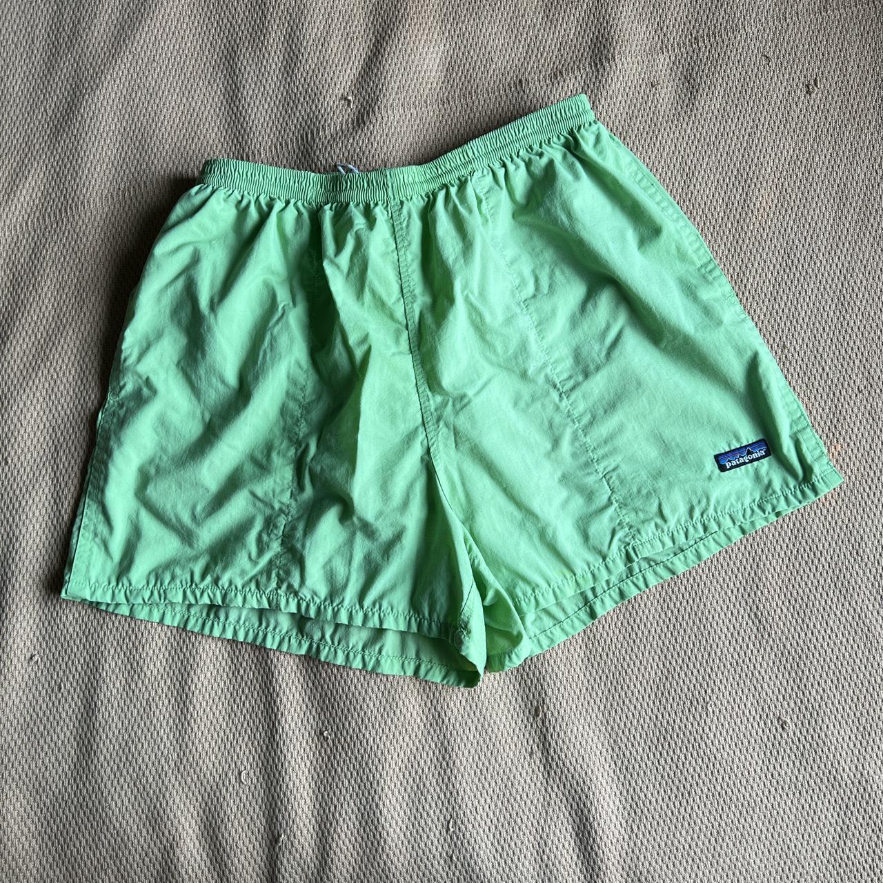 Patagonia lime green polyester shorts with mesh... - Depop
