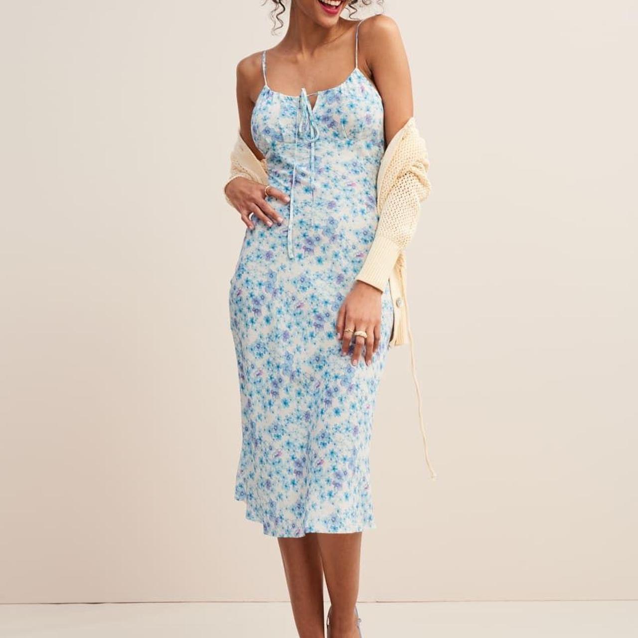 Jacquard midi dress with thin straps | Rouje