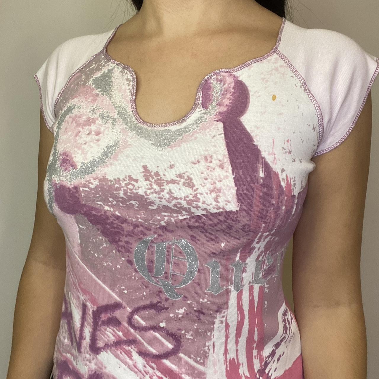 Women's Pink and Silver Top | Depop