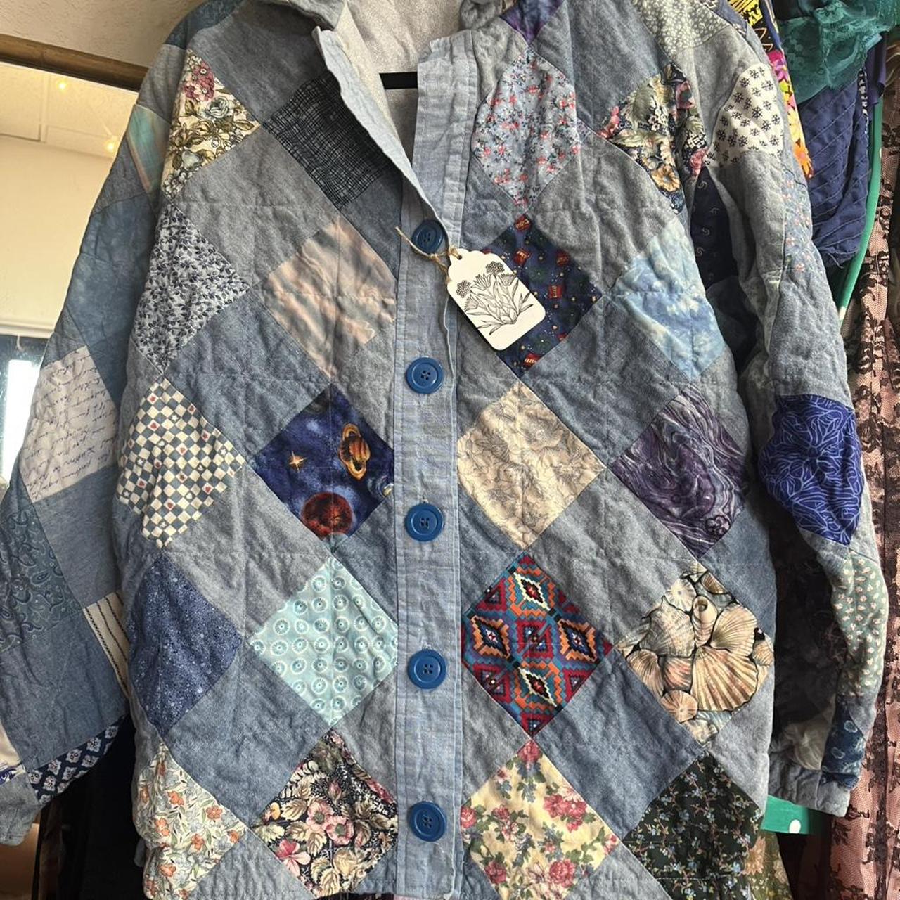 Women's Jacket - Multi/Blue - M – Blue patchwork … - image 2